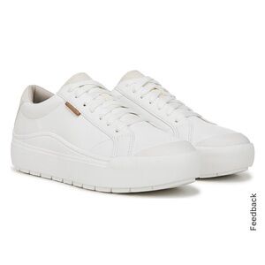 White Dr Sholls Time Off Platform Sneakers 7